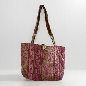 Vera Bradley Quilted Shoulder Bag Capri Melon Pink Paisley